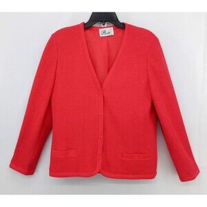 Butte Jacket Womens Large Red Long Sleeve Waffle Knit V Neck Button Up Blazer